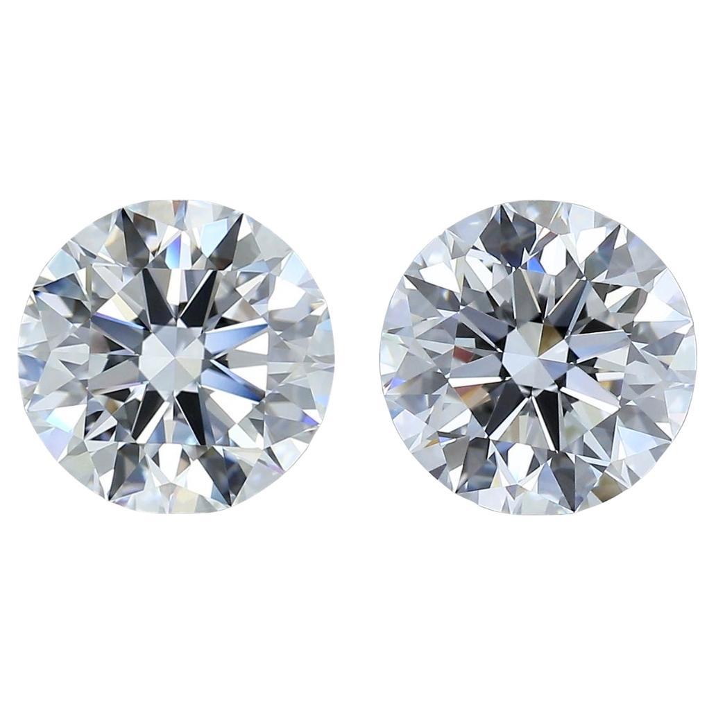 IGI Certified 4.05ct Pair of Round-Shaped Diamonds