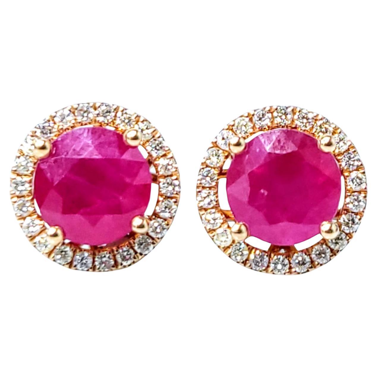 Orecchini con rubino di Birmania e diamanti certificati IGI da 4,08 carati in oro rosa 18 carati