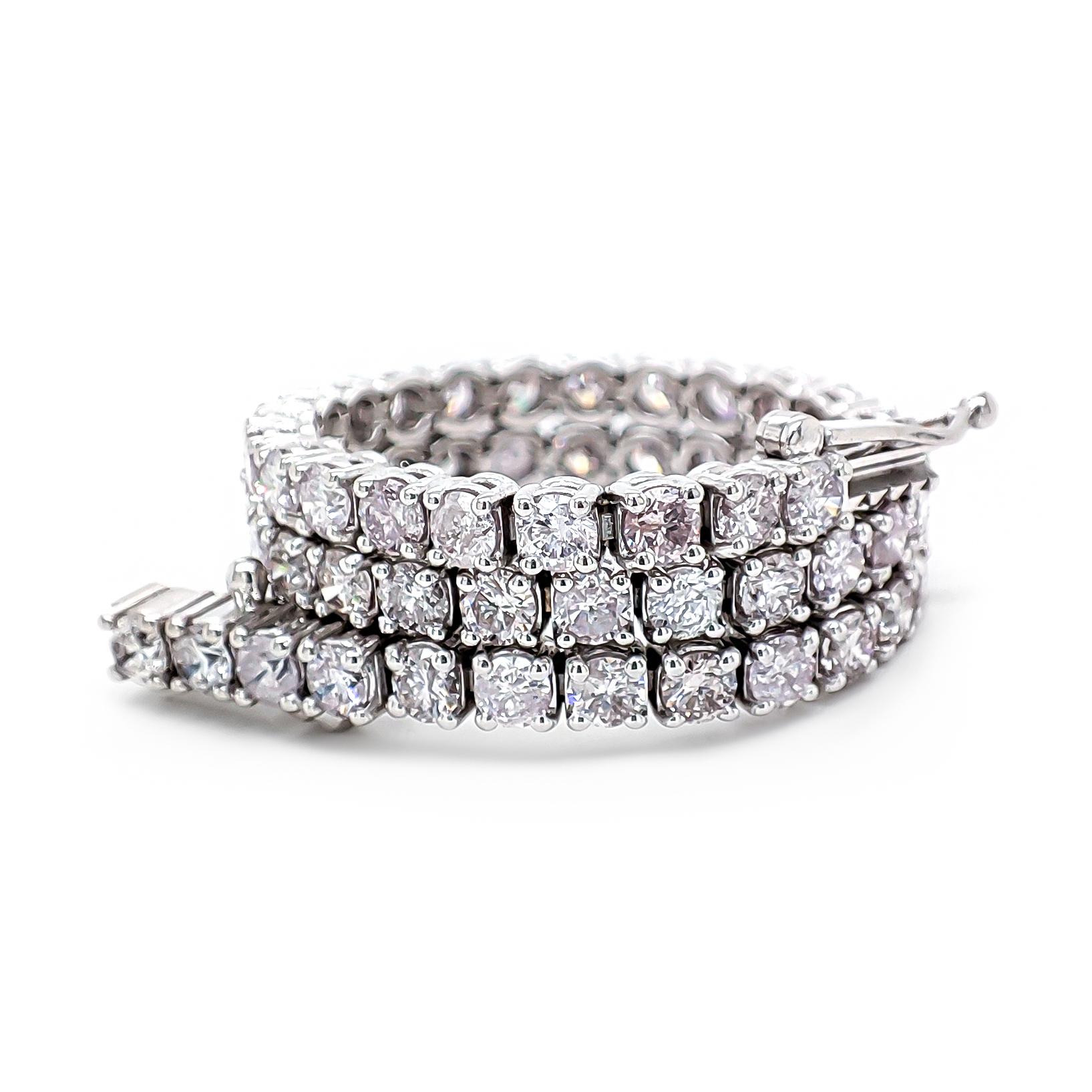 Art Deco IGI Certified 4.18 Carat Natural Pink Round Diamond 14k Gold Bracelet