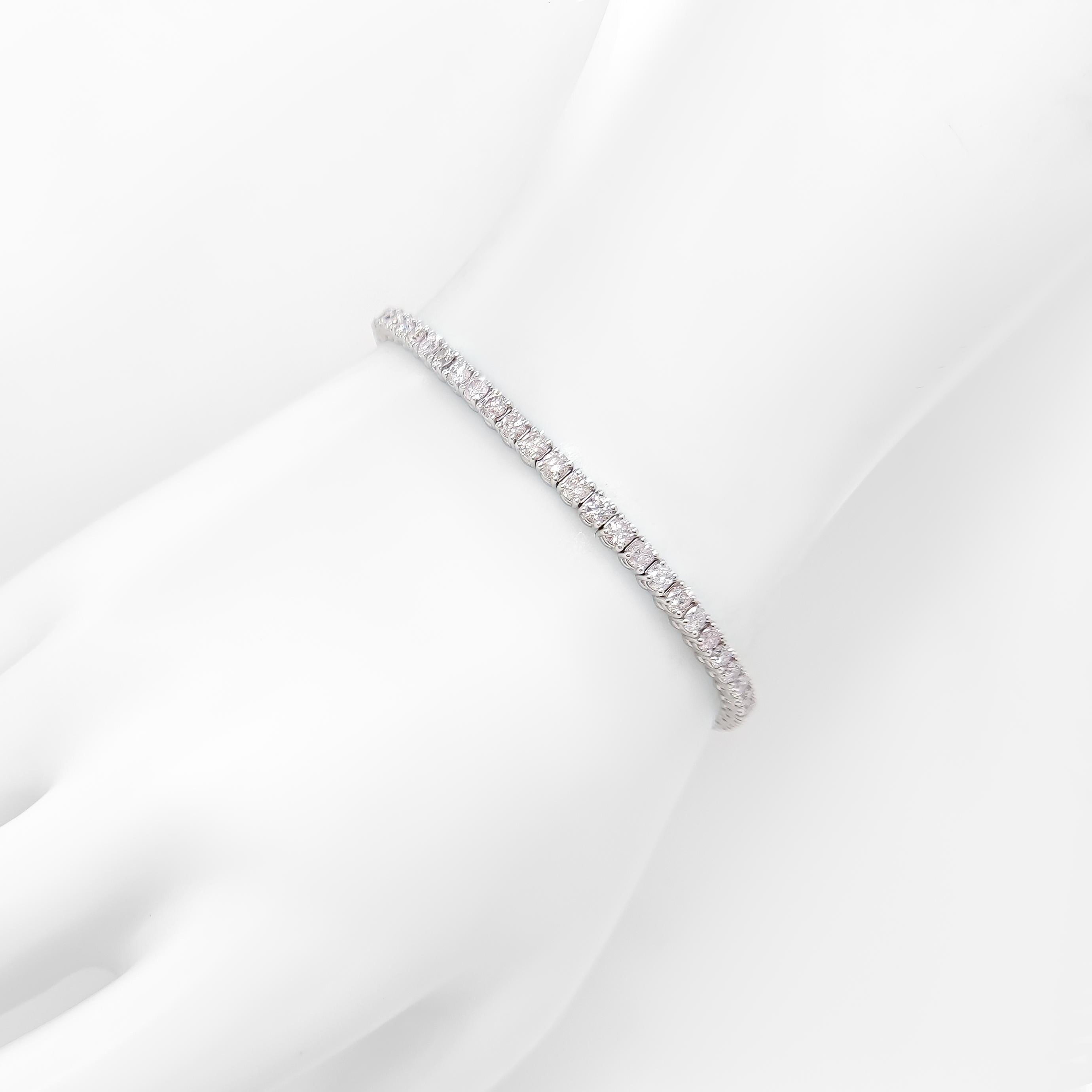IGI Certified 4.18 Carat Natural Pink Round Diamond 14k Gold Bracelet 1