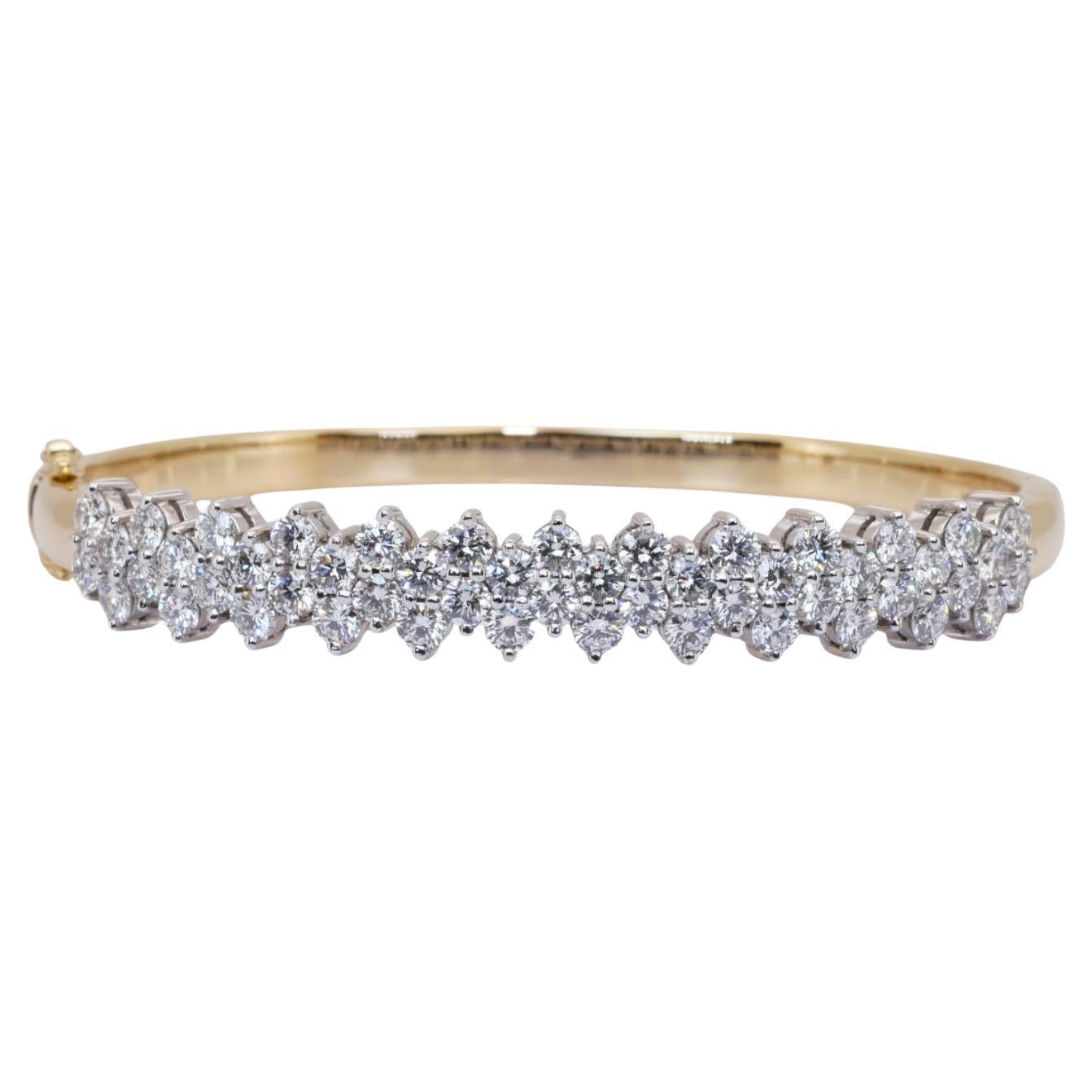 IGI Certified 4.18ct Diamonds Bangle in 18k White 
Yellow Gold
