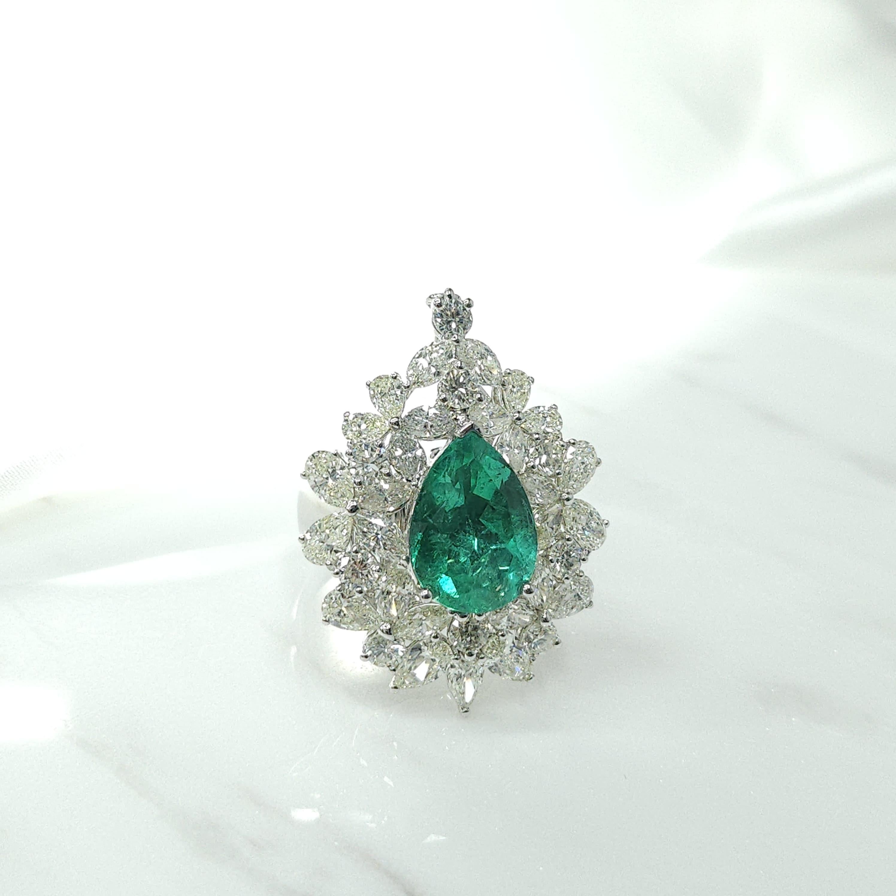 Pendentif à 2 façons avec émeraude colombienne et diamants de 4,19 carats certifiés IGI en vente 5