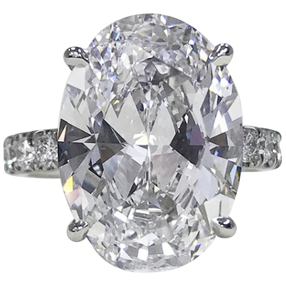 GIA Certified 5.65 Carat Oval Diamond Platinum Ring Excellent Cut and Polish