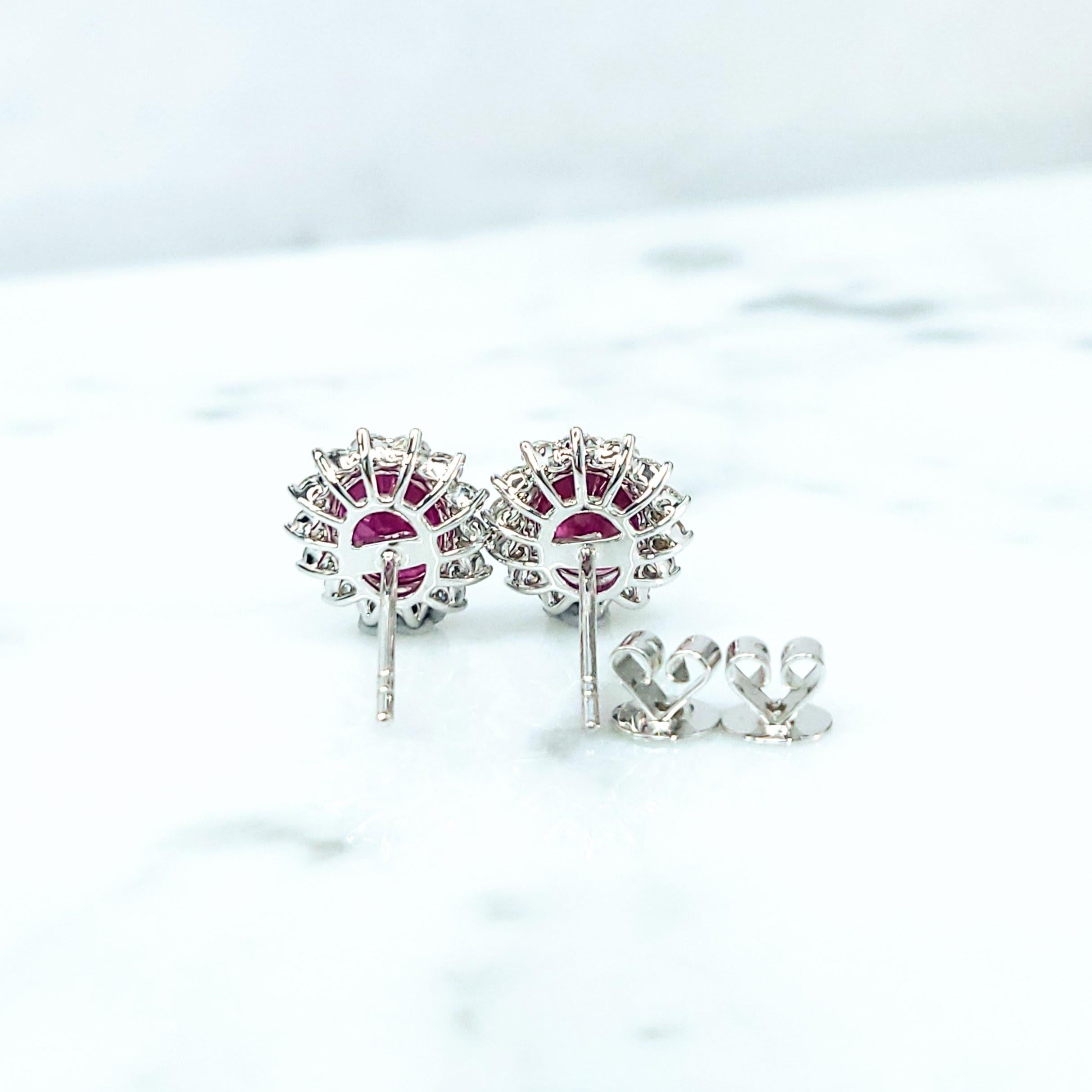 IGI Certified 4.33  Carat Burma Ruby & Diamond Earrings in 18K White Gold For Sale 3