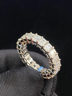 IGI Certified 4.40 Carat F/VS1 Emerald Cut Diamond Eternity Band 18K White Gold