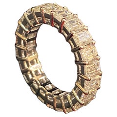 IGI Certified 4.40 Carat F/VS1 Emerald Cut Diamond Eternity Band 18K White Gold