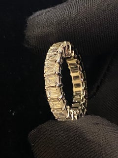 IGI Certified 4.40 Carat F/VS1 Emerald Cut Diamonds Eternity Band 18K White Gold