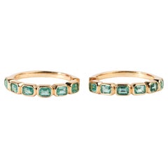 IGI Certified 4.40 carat Natural Emerald Hoop Earrings in 18K Yellow Gold