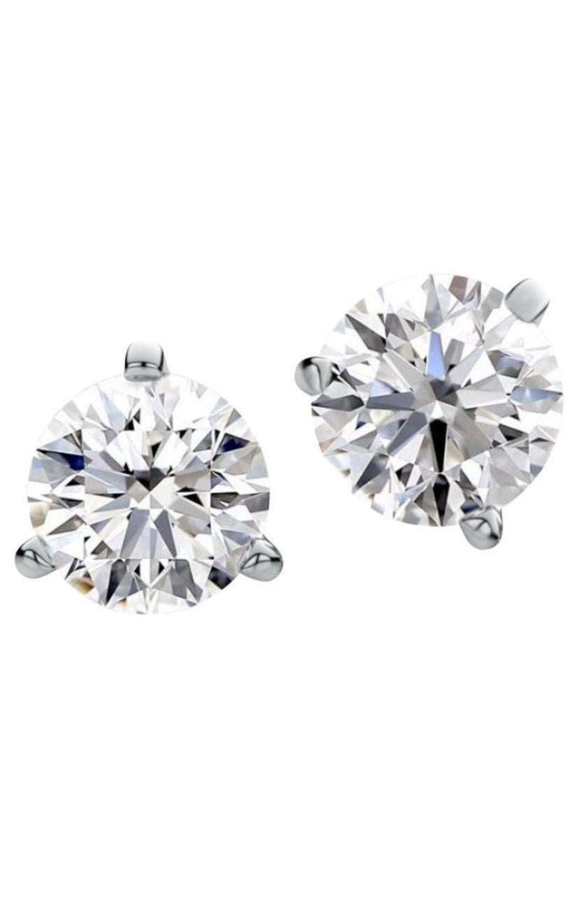 Round Cut IGI Certified 4.40 Carats Natural Diamonds  EXEXEX 18K Gold Earrings  For Sale