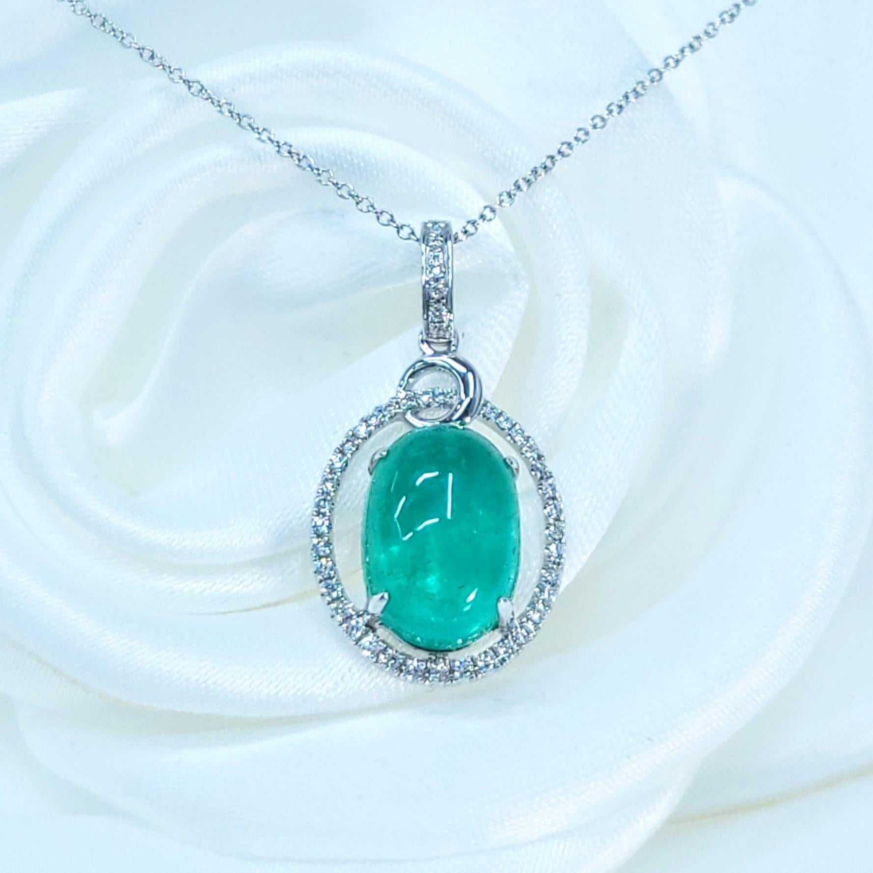 IGI-zertifiziert 4,41 Karat kolumbianischen Smaragd ein Diamant-Anhänger in 18K Weißgold im Angebot 5