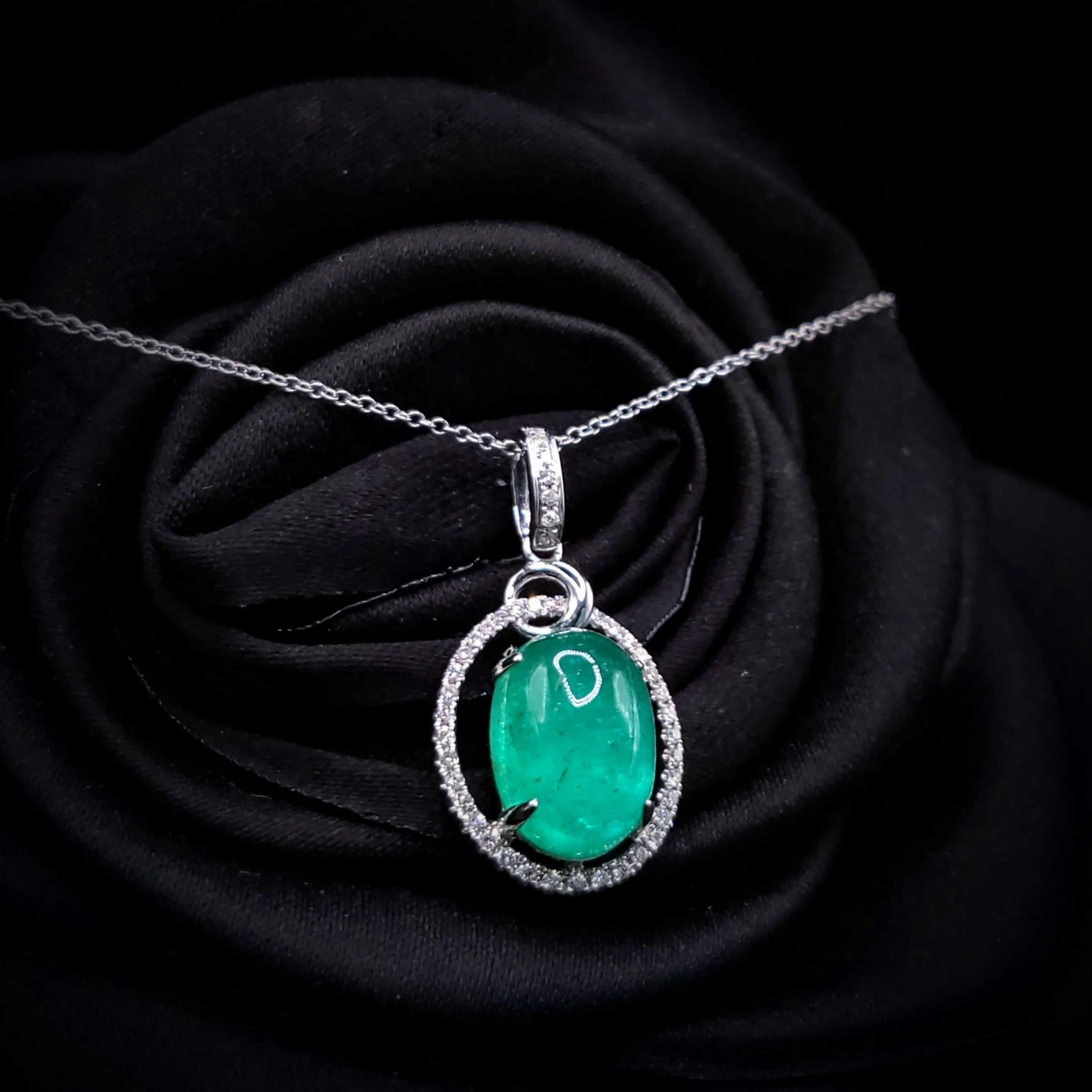 IGI-zertifiziert 4,41 Karat kolumbianischen Smaragd ein Diamant-Anhänger in 18K Weißgold im Angebot 6