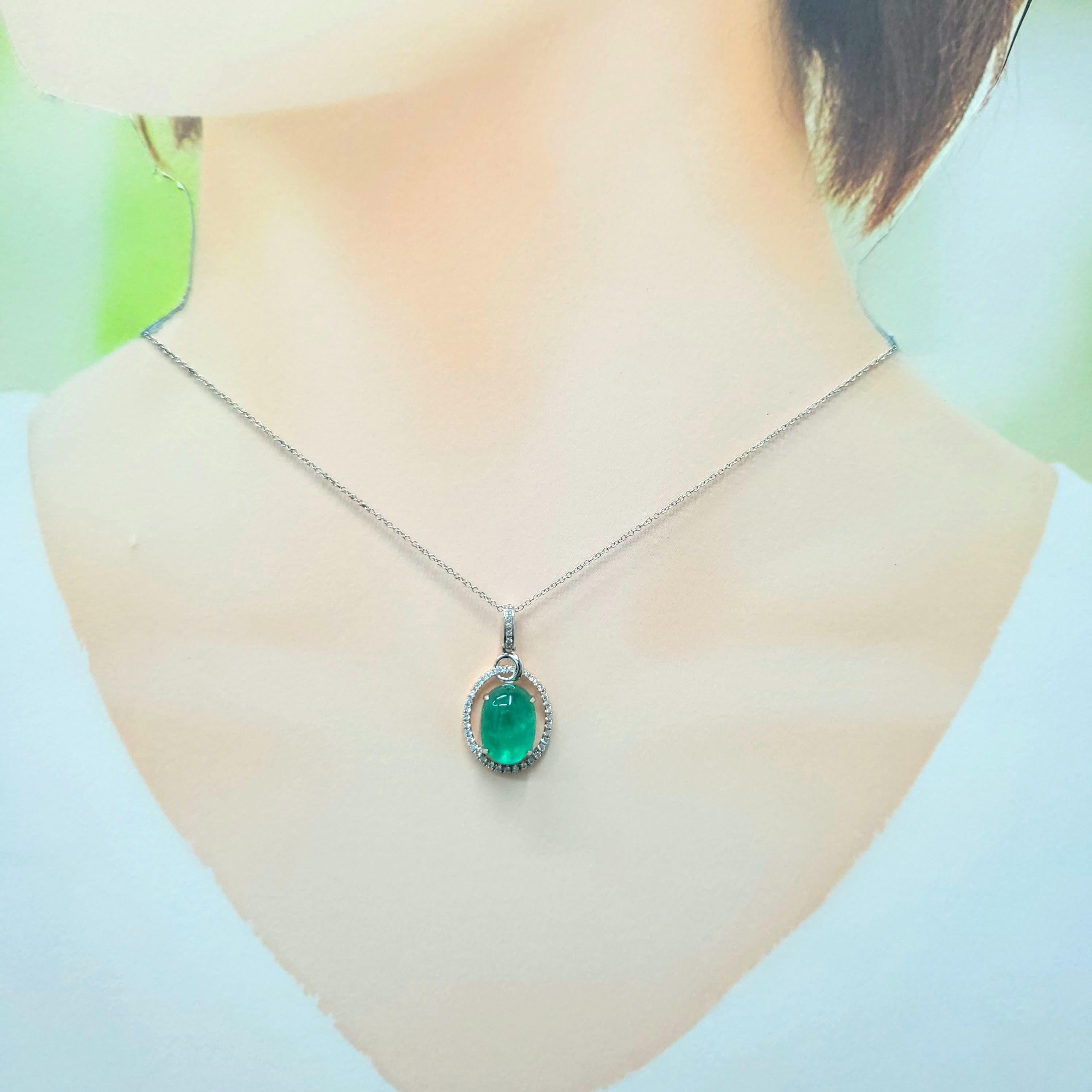 IGI-zertifiziert 4,41 Karat kolumbianischen Smaragd ein Diamant-Anhänger in 18K Weißgold (Moderne) im Angebot