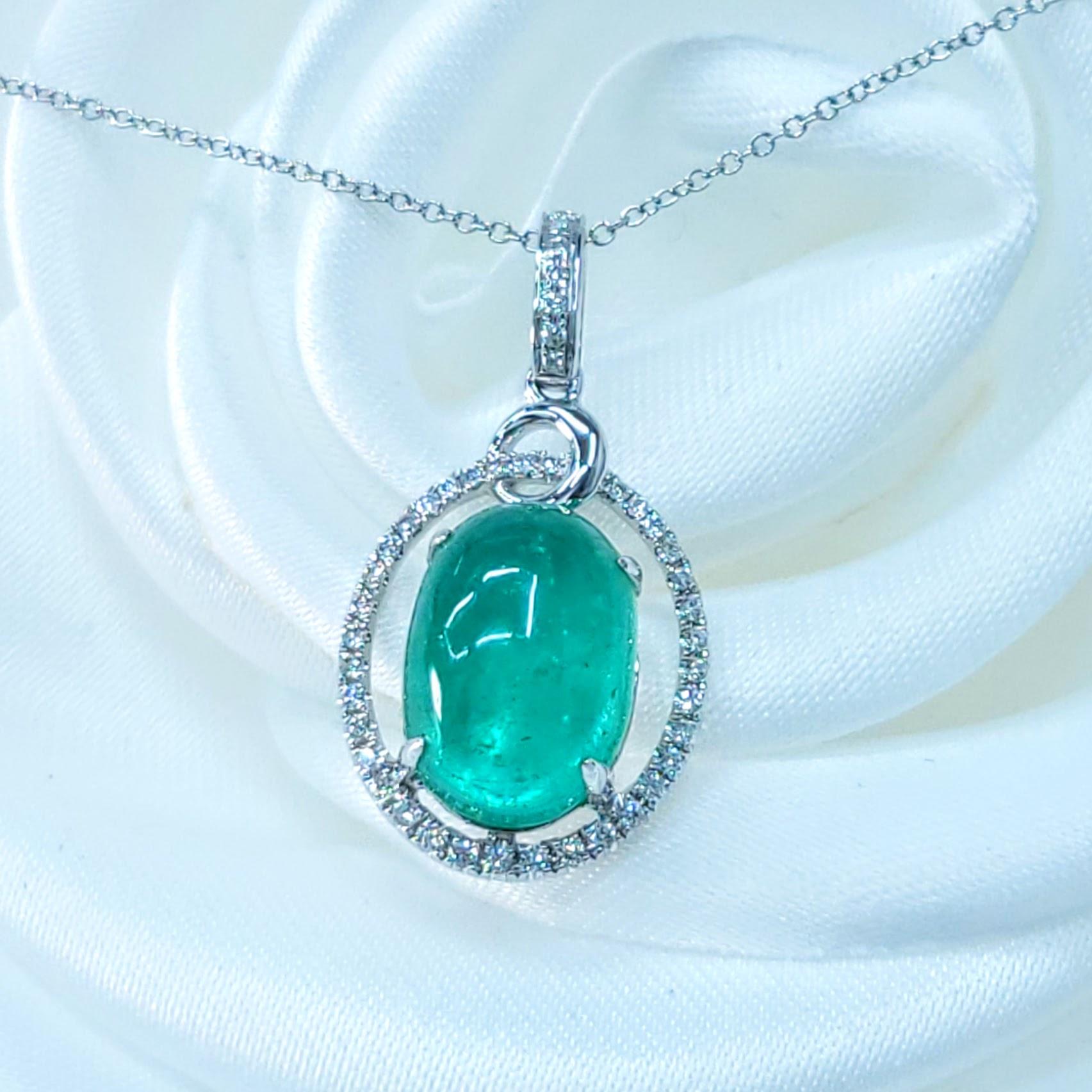 IGI-zertifiziert 4,41 Karat kolumbianischen Smaragd ein Diamant-Anhänger in 18K Weißgold im Angebot 4