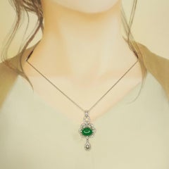 IGI Certified 4.48 Carat Colombian Emerald and Diamond Pendant in 18K White Gold