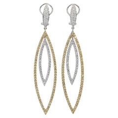IGI Certified 4.54ct Diamonds Drop Earrings in 18k Yellow 
White Gold