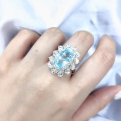 IGI Certified 4.67 Carat Paraiba & Diamond Ring in 18K White Gold