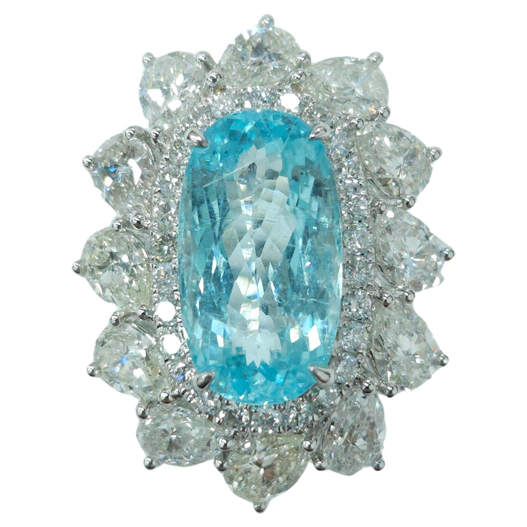 Anello con Paraiba e Diamante certificato IGI da 4,67 carati in oro bianco 18 carati