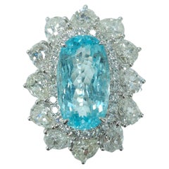 IGI Certified 4.67 Carat Paraiba & Diamond Ring in 18K White Gold