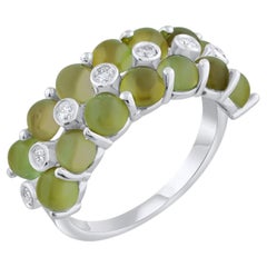 IGI Certified 4.76 Carat Diamond and Green Tourmaline Ring 14K Gold