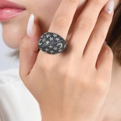 IGI Certified 4.80 Carat Diamond and Sapphire Crescent Moon Star Motif Ring