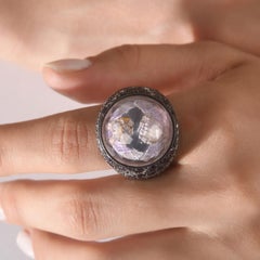 IGI Certified 4.80 Carat Natural Diamond and Amethyst Eros Motif Statement Ring
