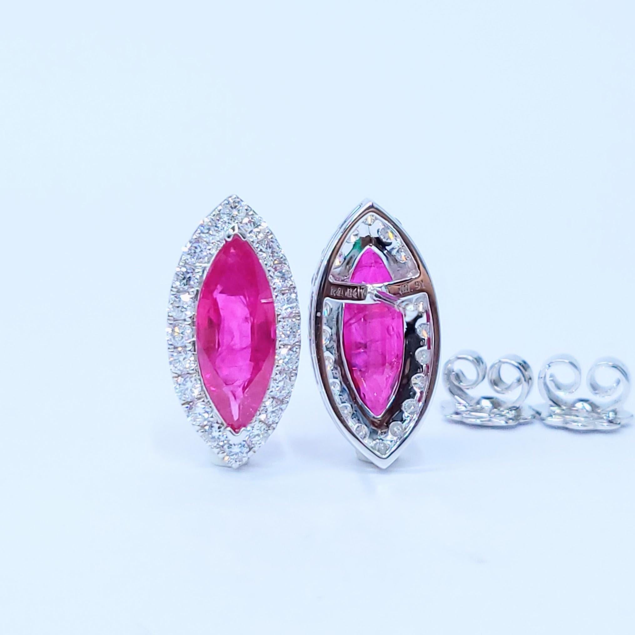 Boucles d'oreilles en or blanc 18 carats certifiées IGI avec rubis de Birmanie et diamants de 4,84 carats en vente 4