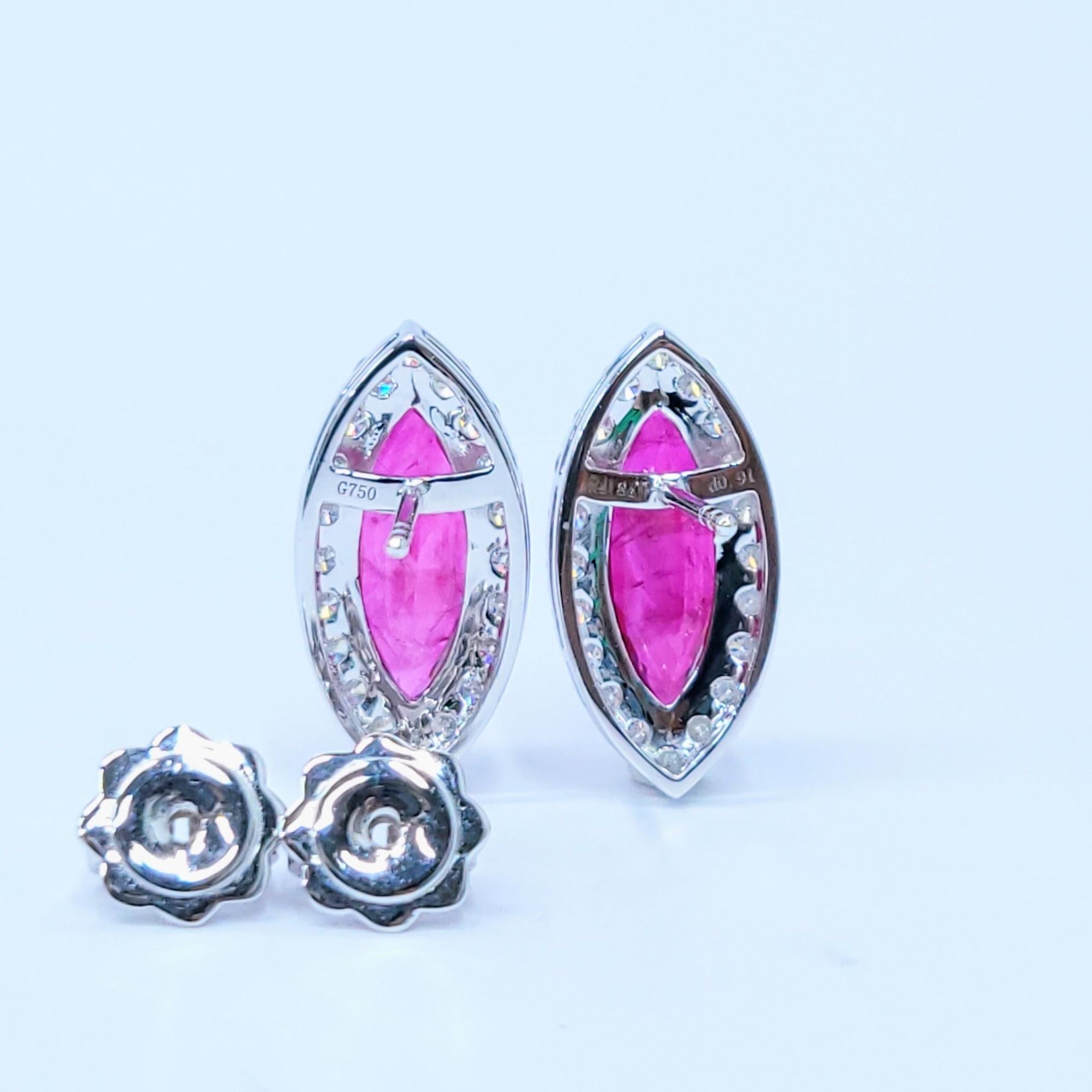 Boucles d'oreilles en or blanc 18 carats certifiées IGI avec rubis de Birmanie et diamants de 4,84 carats en vente 1