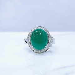 IGI certified 4.85 Carat Colombian Emerald & 0.44 Carat Diamond Ring