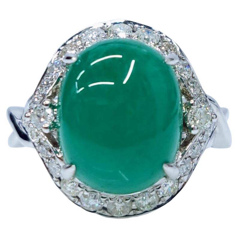 IGI certified 4.85 Carat Colombian Emerald & 0.44 Carat Diamond Ring