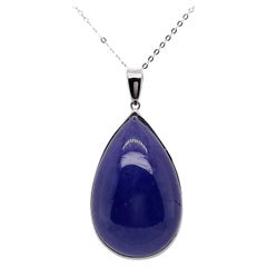 IGI Certified 48.97ct Natural Tanzanite Platinum Pendant Necklace