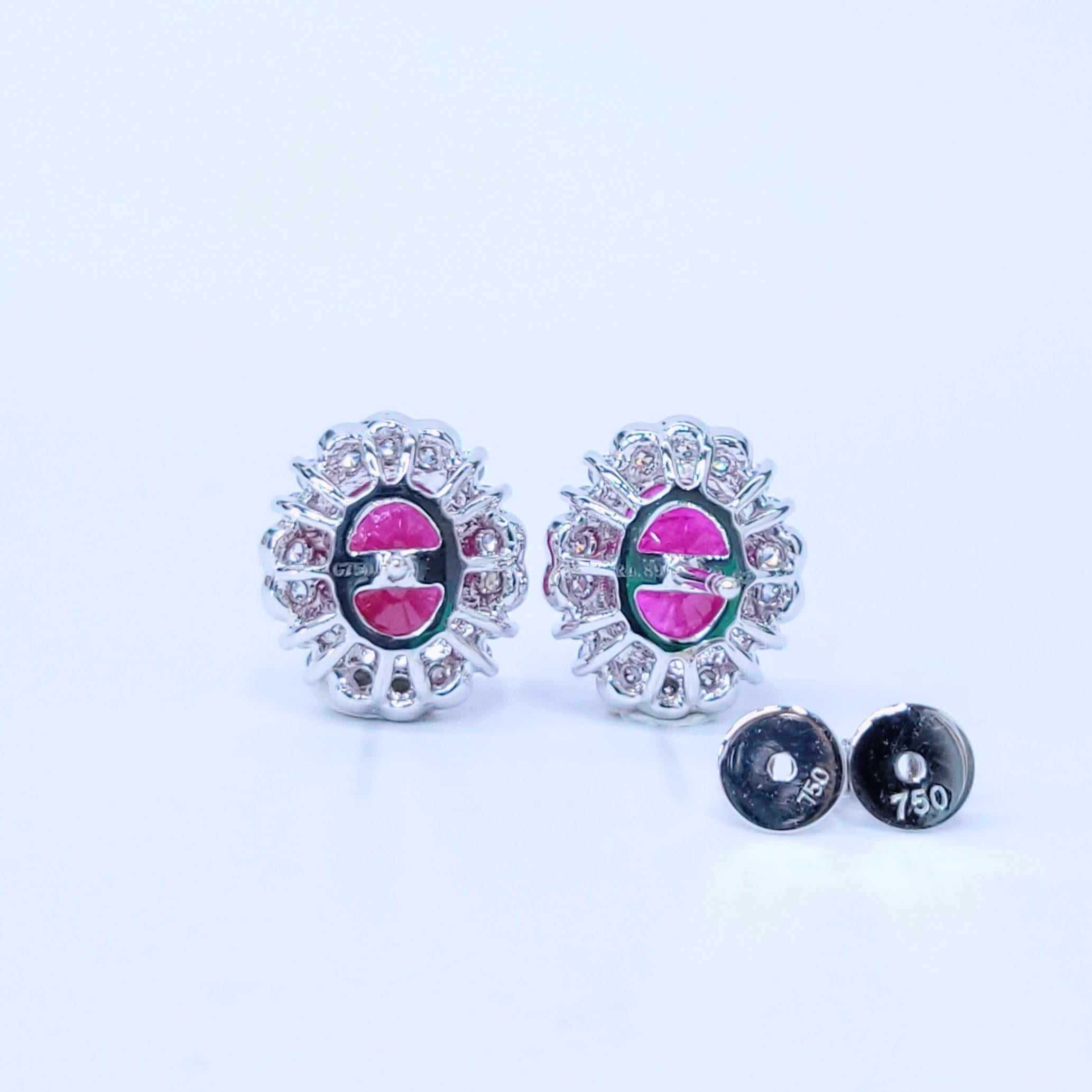 Boucles d'oreilles en or blanc 18 carats avec rubis et diamants certifiés IGI de 4,89ct en vente 1