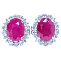 Boucles d'oreilles en or blanc 18 carats avec rubis et diamants certifiés IGI de 4,89ct