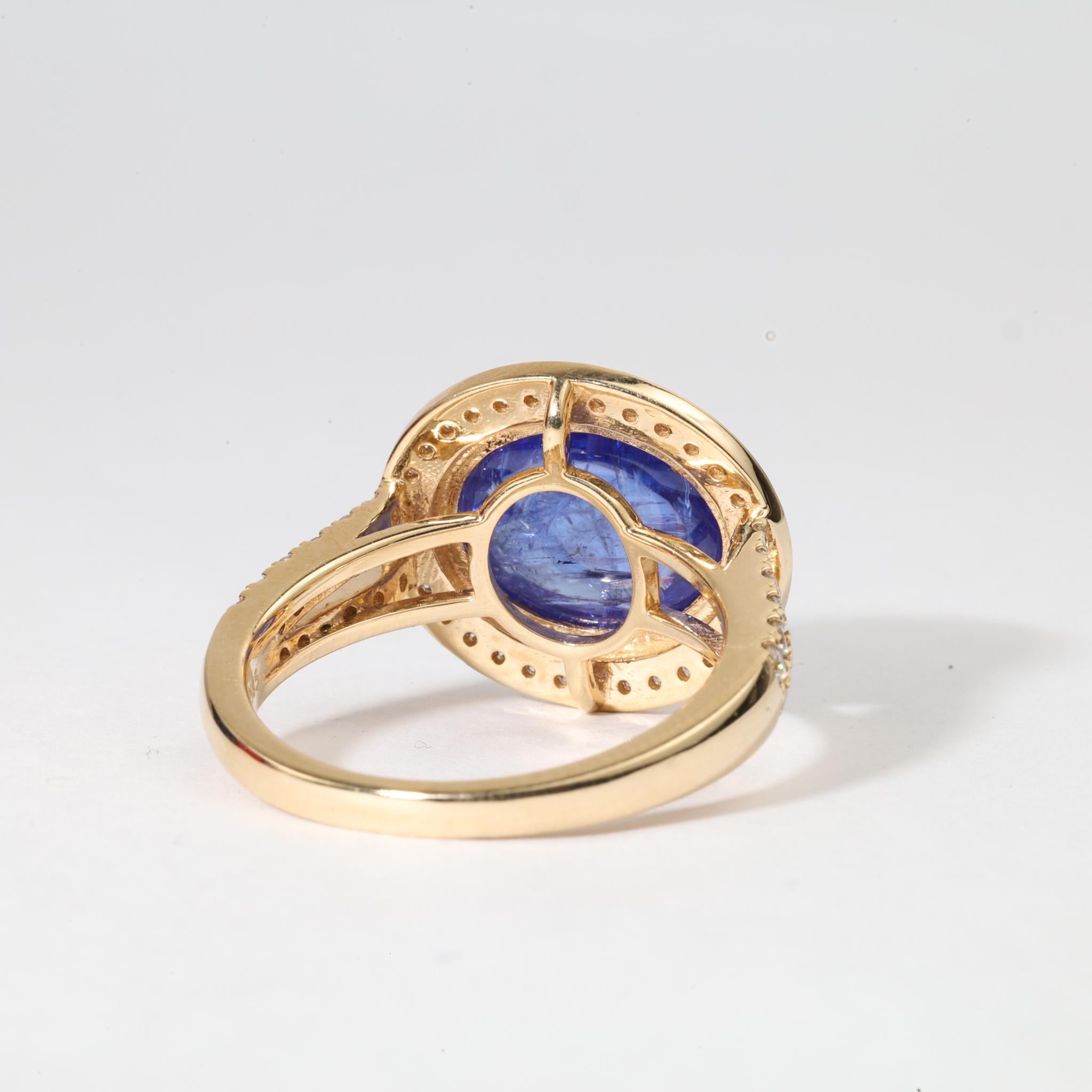 IGI zertifiziert 4.8ct natürlichen Oval-Cabochon Tansanit & Diamant Halo Ring Damen im Angebot