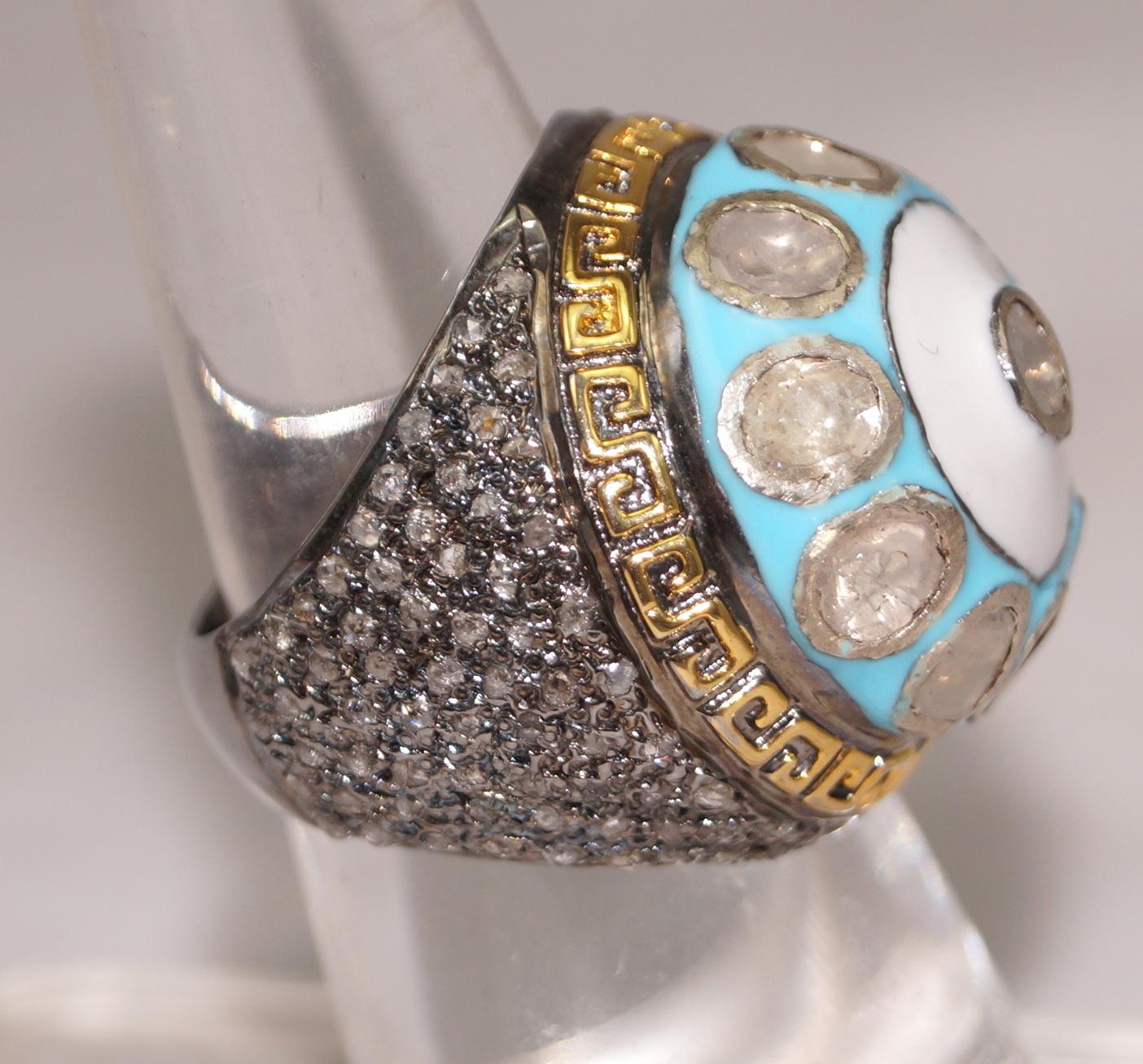 IGI Certified 4.90 Carat Diamond Polki Ring Rose cut Diamond Statement Ring For Sale 3
