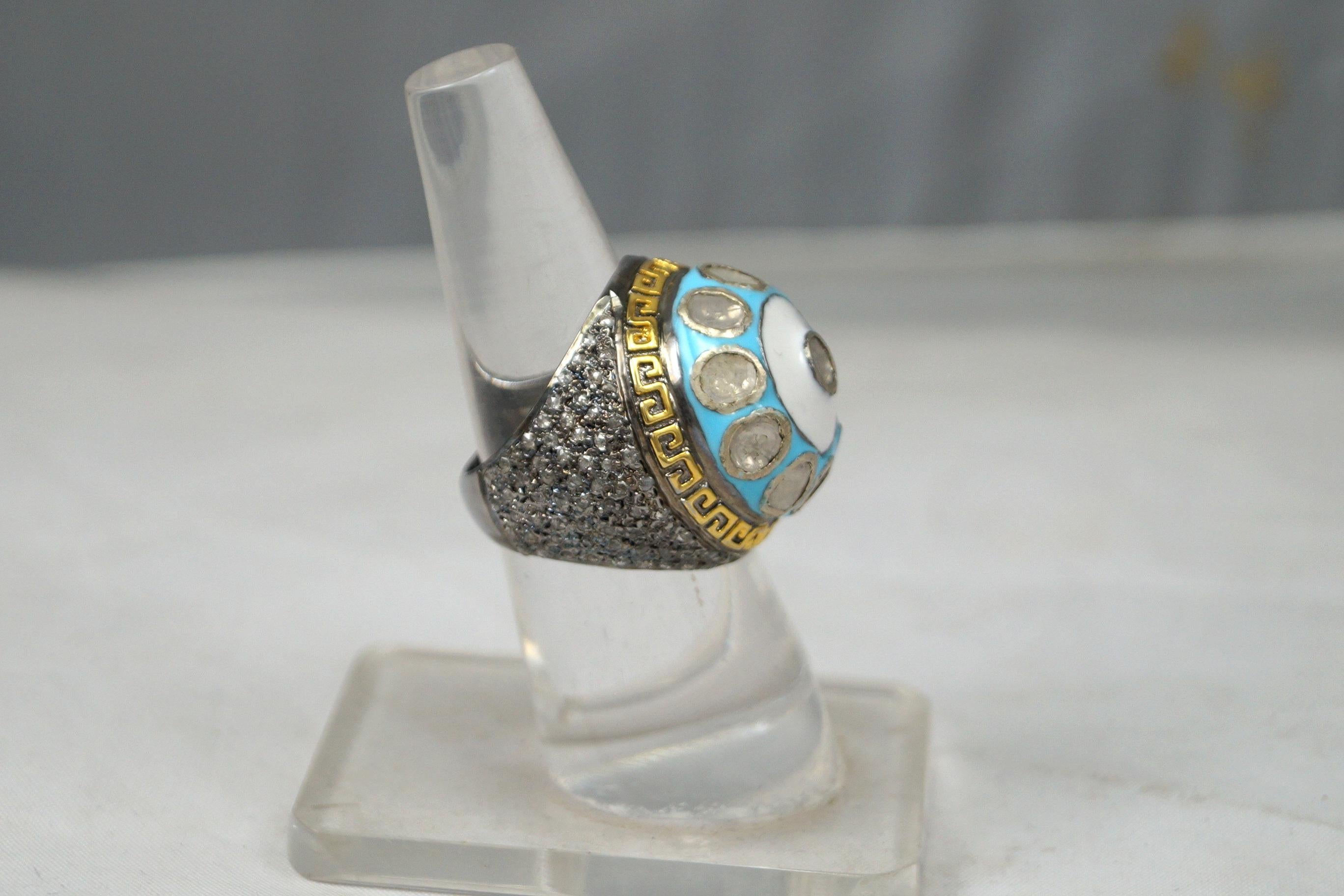 IGI-zertifizierter Polki-Ring mit 4,90 Karat Diamanten im Rosenschliff im Angebot 5