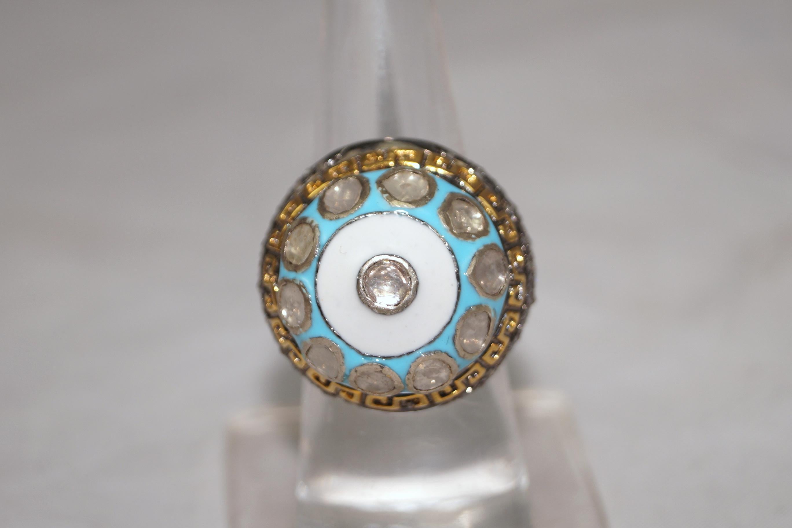 IGI Certified 4.90 Carat Diamond Polki Ring Rose cut Diamond Statement Ring For Sale 1