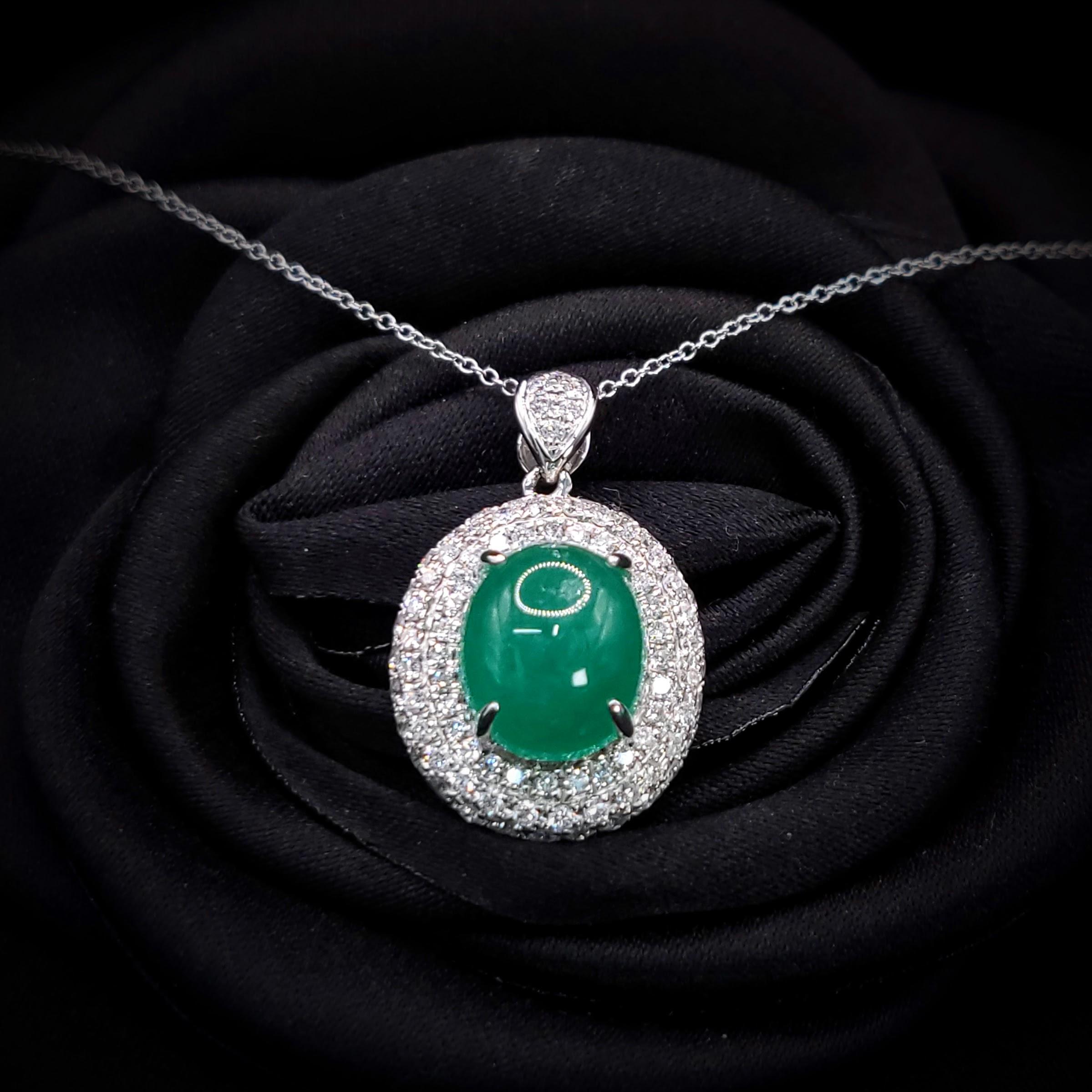 IGI-zertifizierter 4,97 Karat Smaragd- und Diamant-Anhänger aus 18 Karat Weißgold im Angebot 1