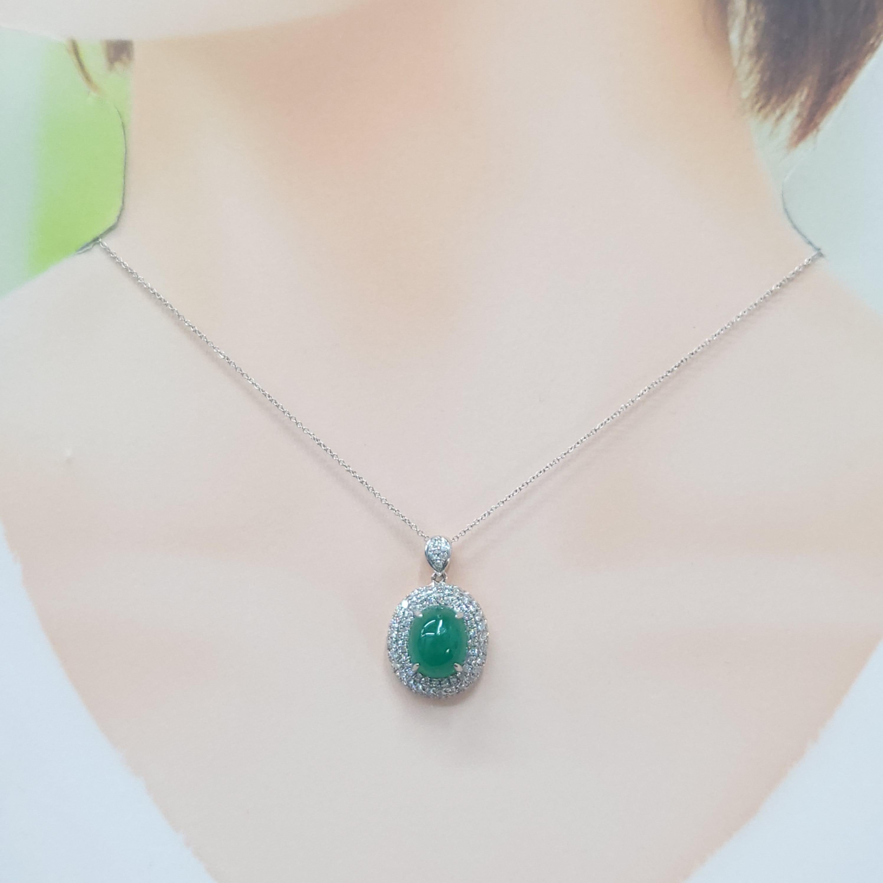 IGI-zertifizierter 4,97 Karat Smaragd- und Diamant-Anhänger aus 18 Karat Weißgold im Angebot 2