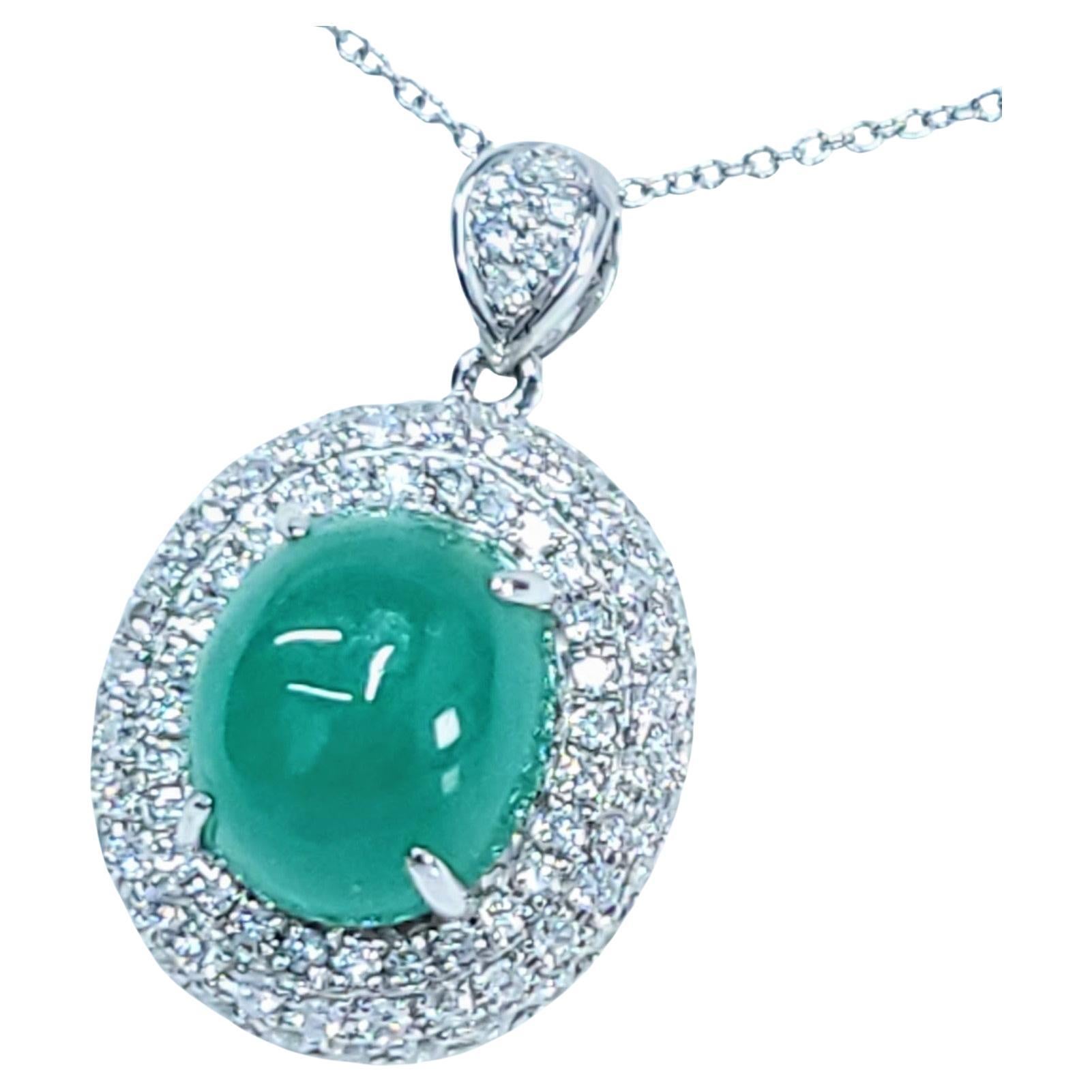IGI-zertifizierter 4,97 Karat Smaragd- und Diamant-Anhänger aus 18 Karat Weißgold im Angebot