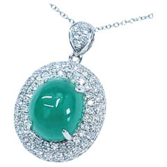 IGI-zertifizierter 4,97 Karat Smaragd- und Diamant-Anhänger aus 18 Karat Weißgold