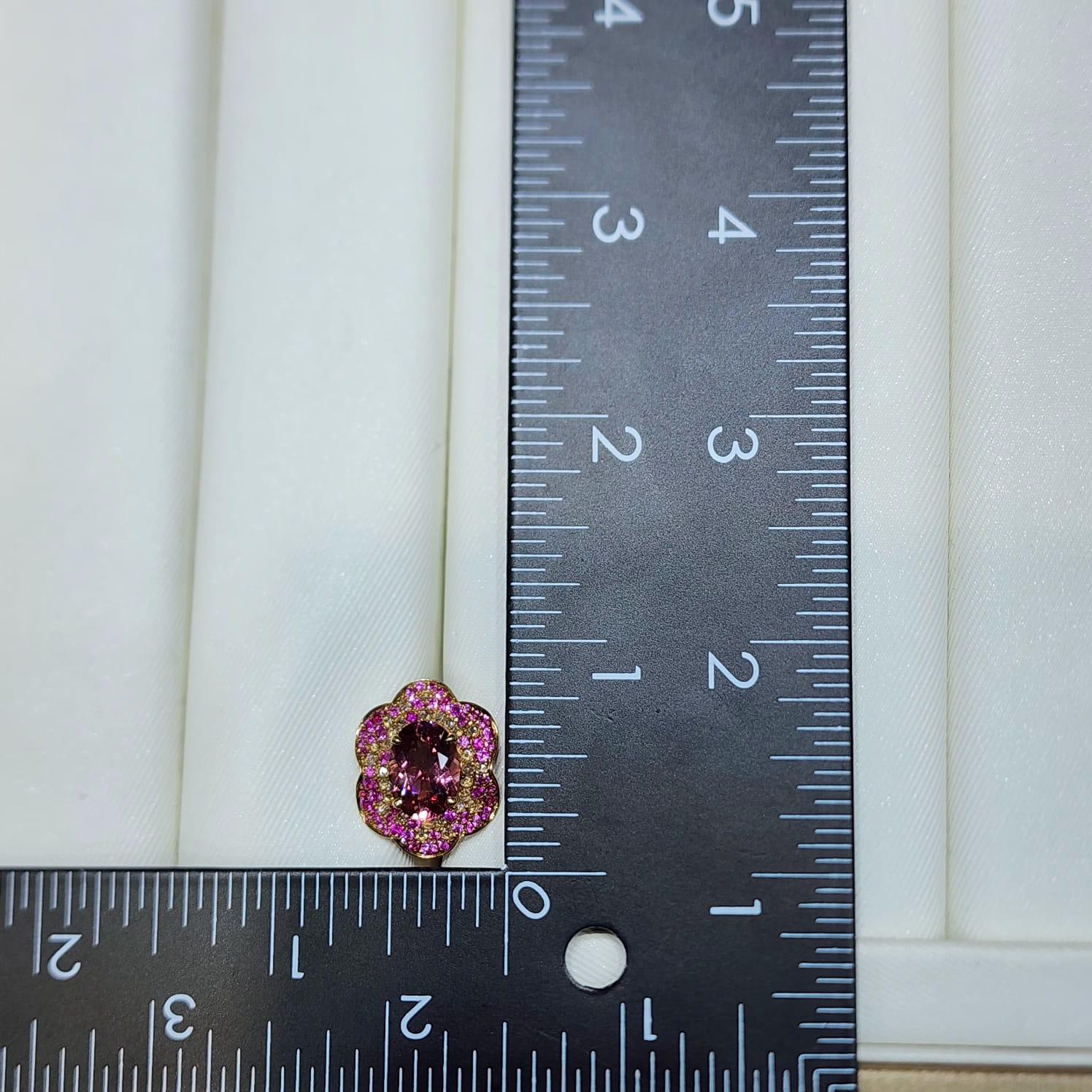 IGI CERTIFIED 5.18 Carat Pink Rubellite Tourmaline Diamond Ruby Earrings For Sale 3