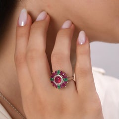 IGI Certified 5.22 Carat Natural Ruby, Emerald and Diamond Statement Ring