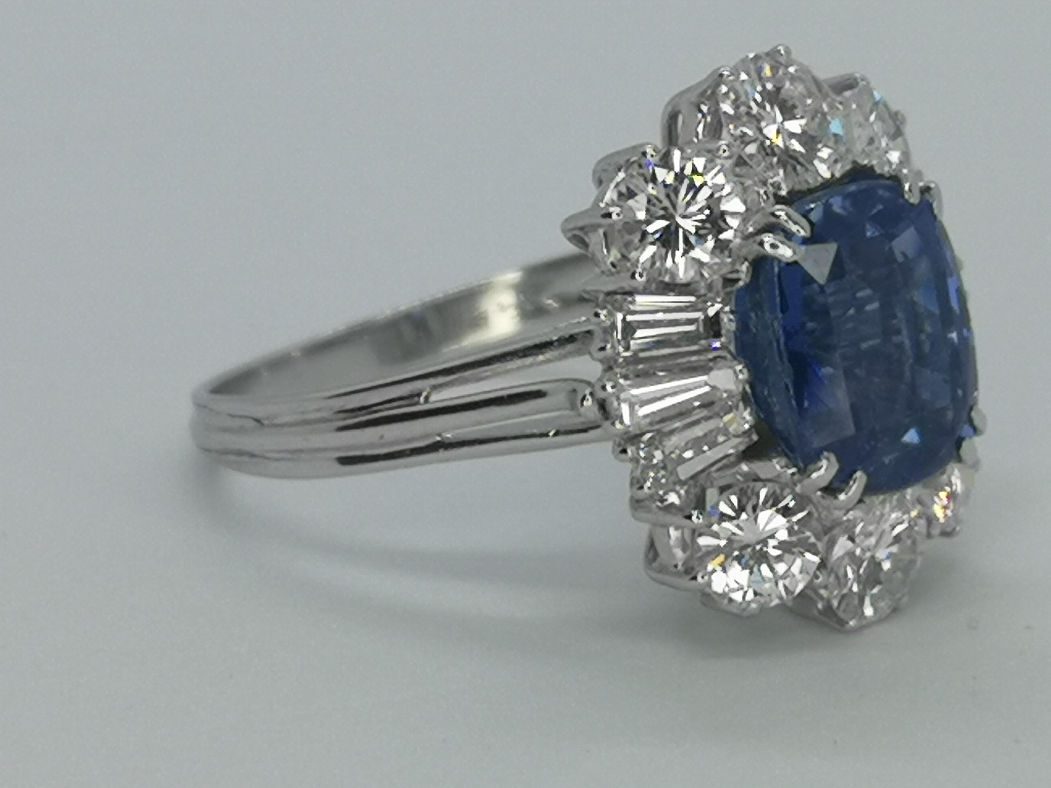 One of a kind Natural Unheated Sapphire and Diamond Ring made in Italy and certified by Igi Antwerp. 

The main stone has an amazing clarity consider this color is so bright is very difficult to find without any treatment. You can see with a