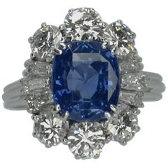 IGI Certified 5.30 Carat Natural Unheated Sapphire Diamond Ring