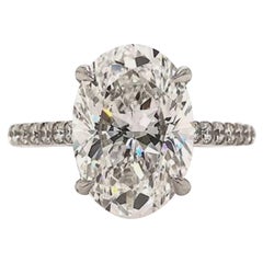 GIA Certified 4.00 Carat Oval Natural Diamond Ring