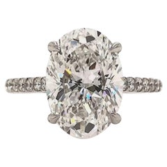 GIA Certified 4.00 Carat Oval Natural Diamond Ring 