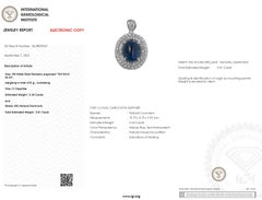 IGI-zertifizierter 5,34 Karat Saphir und Diamant-Anhänger aus 18K Weißgold
