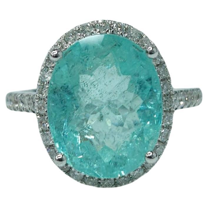 IGI-zertifizierter 5,36 Karat Paraiba- und Diamantring aus 18 Karat Weißgold mit Diamanten