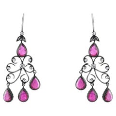 IGI Certified 5.6 Carat Natural Ruby and Diamond Statement Earrings in 8K Gold