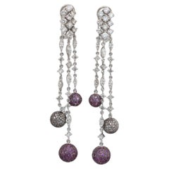 Boucles d
oreilles IGI Certified 5.60ct Sapphires and Diamonds Drop Ears in 18k White Gold